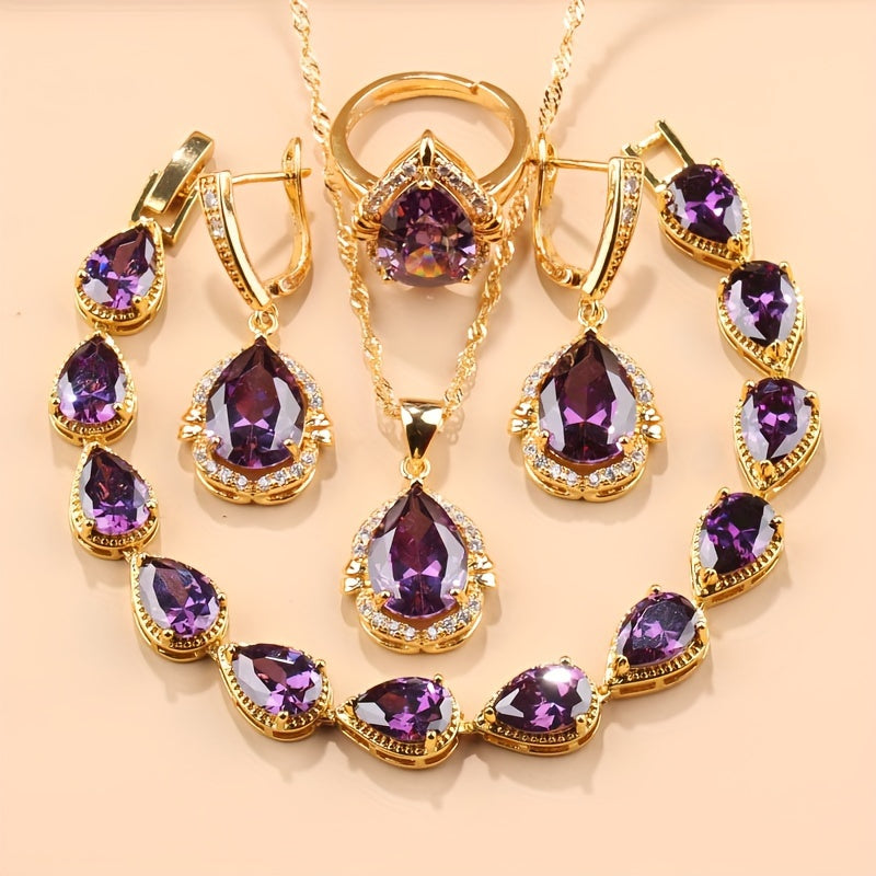 5-Piece Exquisite Teardrop Jewelry Set