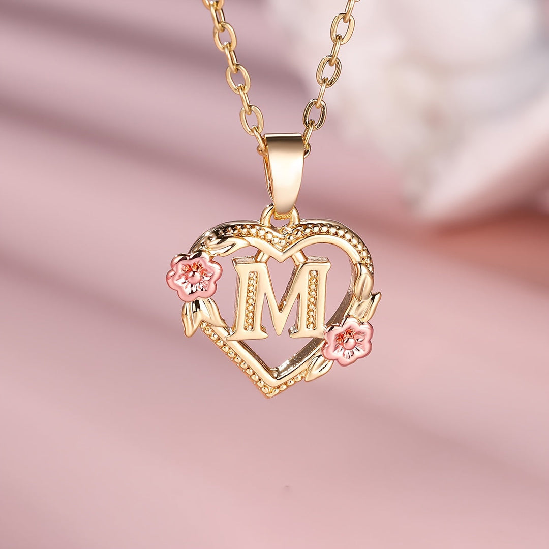 Elegant Floral Heart Pendant Necklace