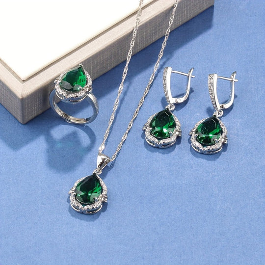 4-Piece Zirconia Elegant Jewelry Set