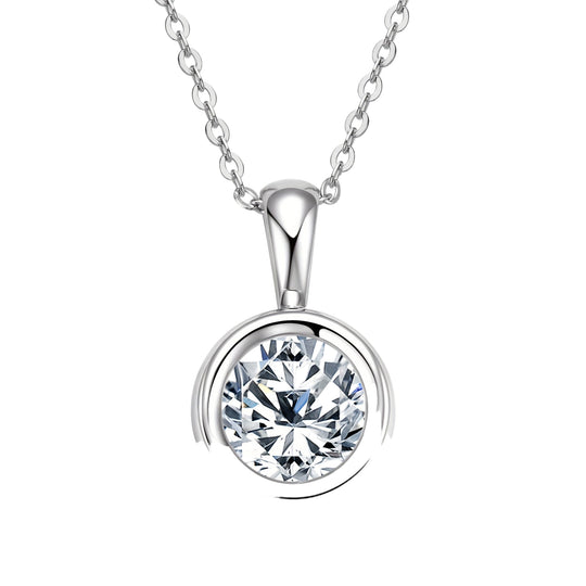 2-Carat 8mm Round Cut Moissanite Pendant Necklace