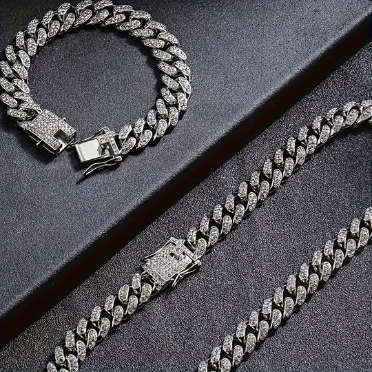 Elegant Cuban Chain Necklace Set