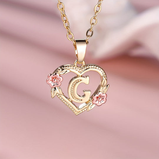 Elegant Floral Heart Pendant Necklace