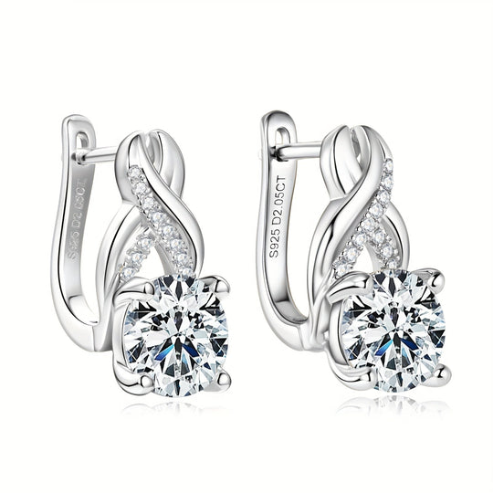 Round Silvery 8mm Moissanite Earrings