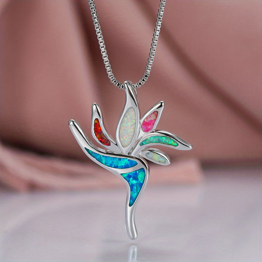 Fashionable Opal Torch Long Necklace