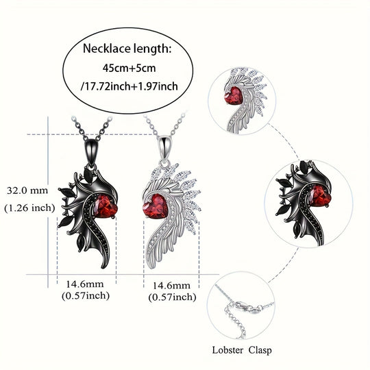 Heart & Wing Pendant Necklace