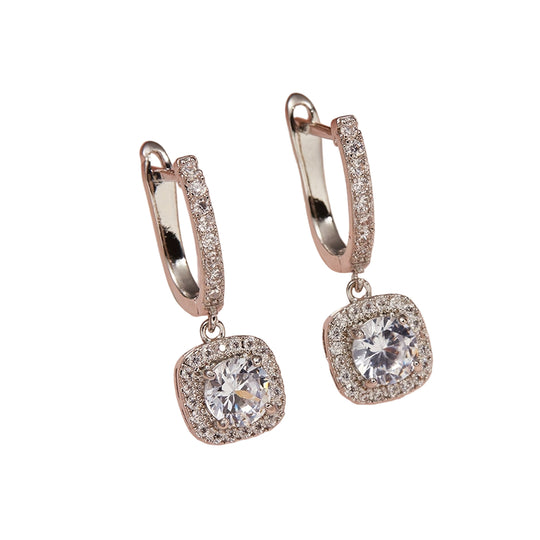Pure Silver Round Moissanite Earrings