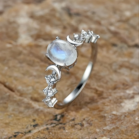 Genuine Moonstone Silver Ring