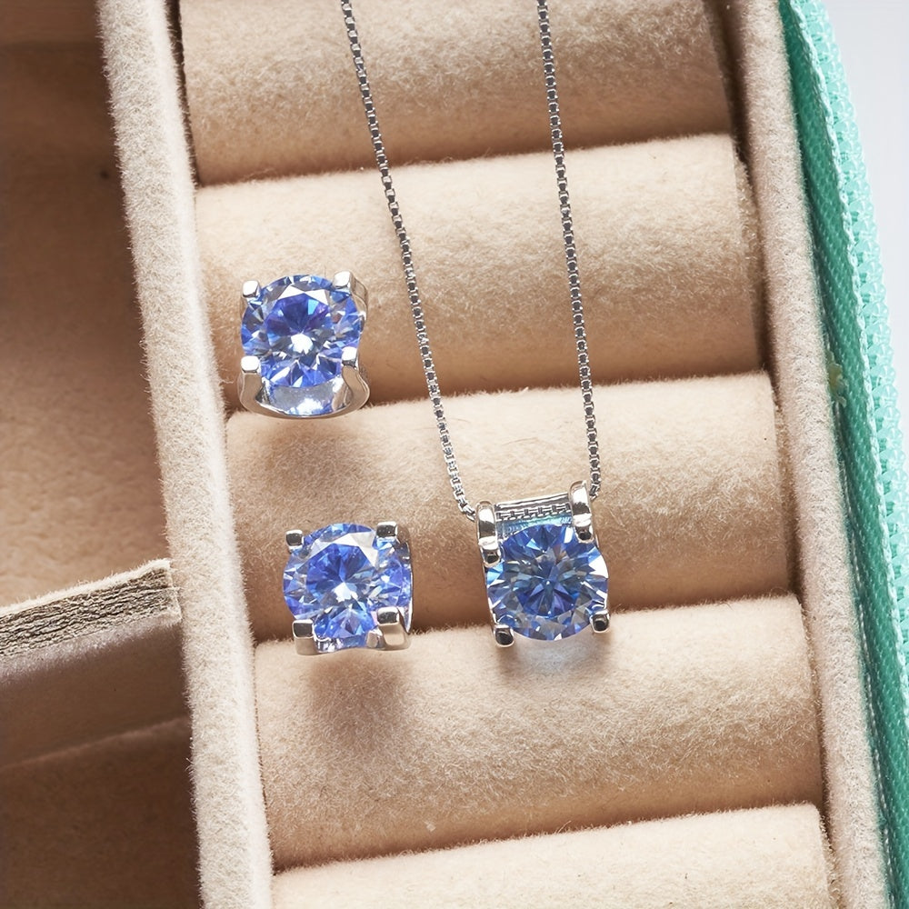 3pcs Moissanite Stud Earrings Set