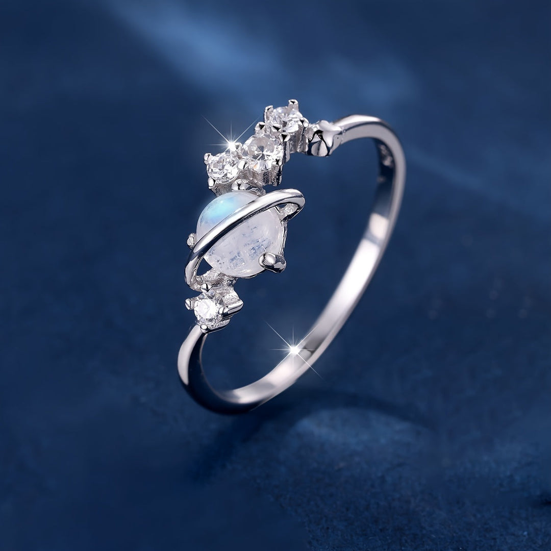 Pure Silver Moonstone Zirconia Ring