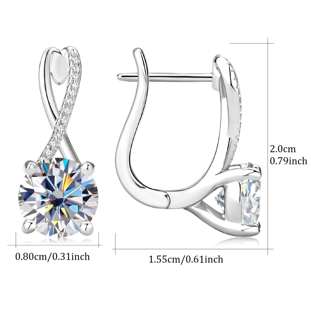 8mm Round Moissanite Silver Earrings