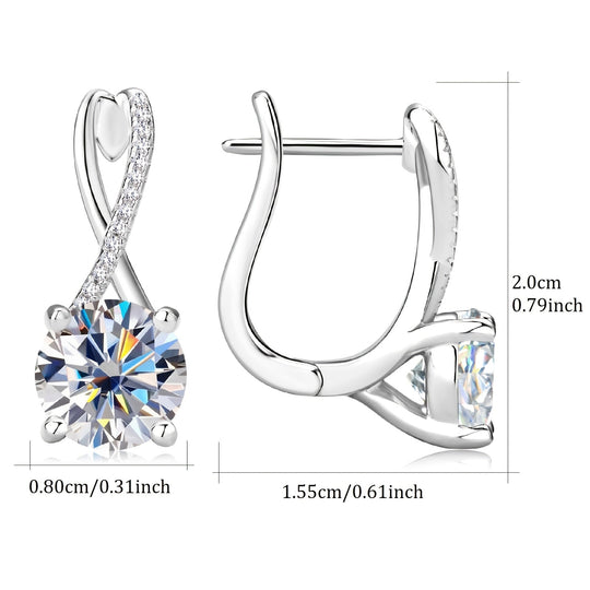 8mm Round Moissanite Silver Earrings