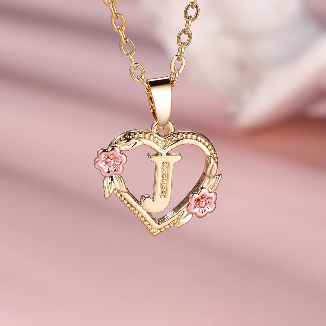 Elegant Floral Heart Pendant Necklace