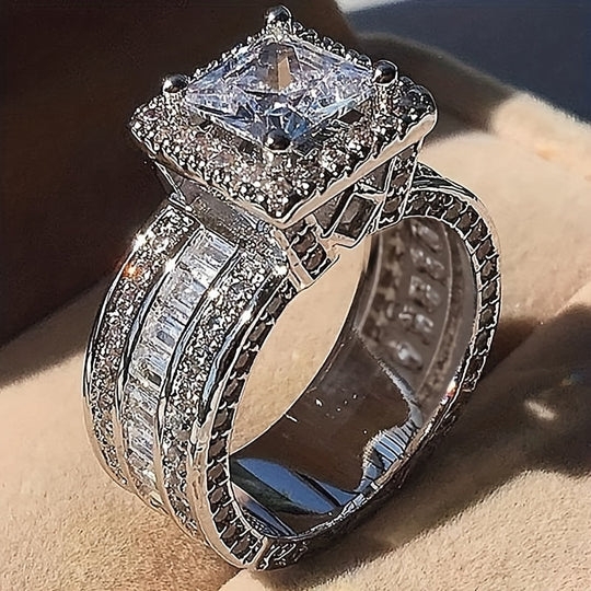 Versatile Square Cut Zirconia Ring