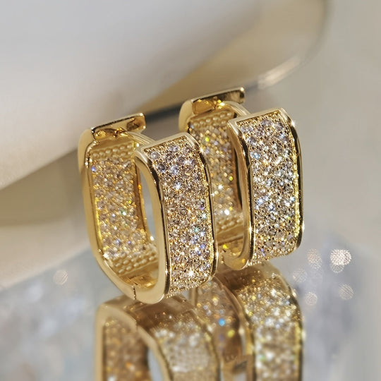 Sparkling Paved Cubic Zirconia Hoop Earrings