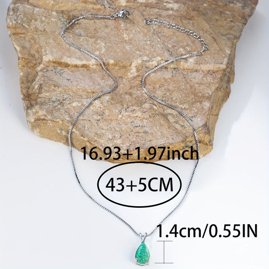 Elegant Boho Chic Opal Pendant Necklace