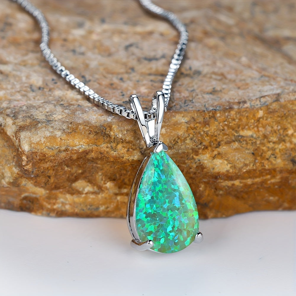 Elegant Boho Chic Opal Pendant Necklace
