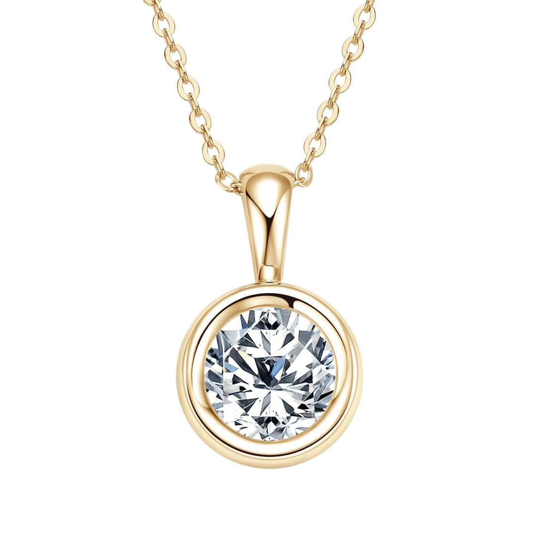 2-Carat 8mm Round Cut Moissanite Pendant Necklace