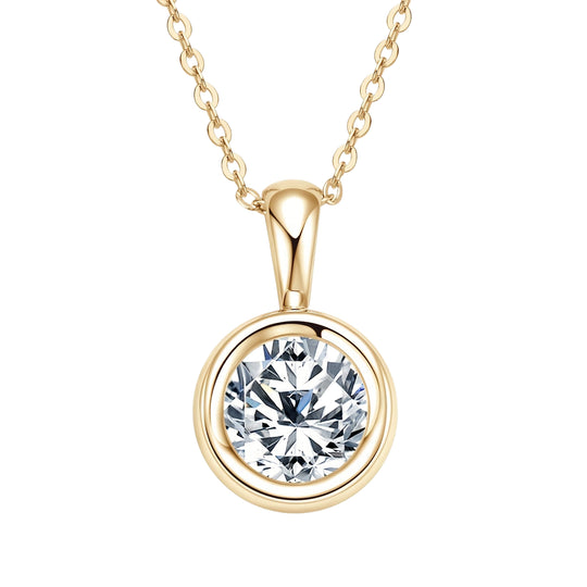 2-Carat 8mm Round Cut Moissanite Pendant Necklace