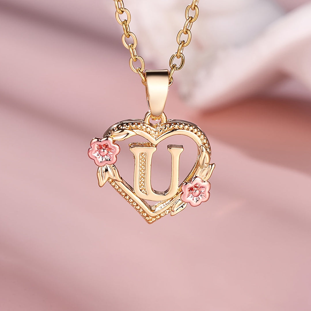Elegant Floral Heart Pendant Necklace