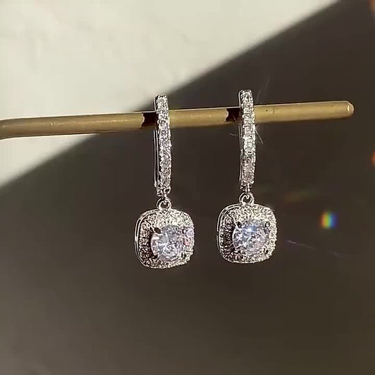 Pure Silver Round Moissanite Earrings