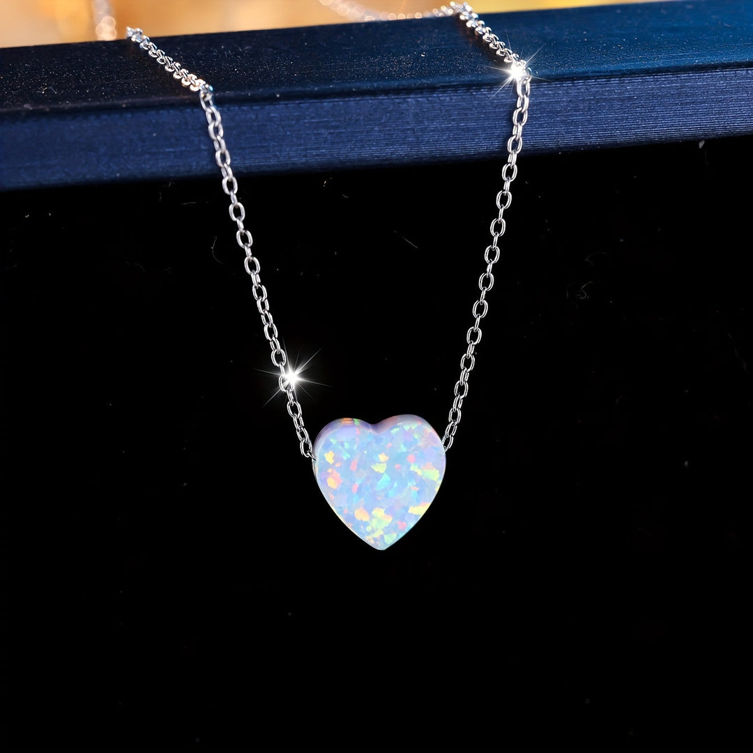 Heart Opal Pendant Necklace