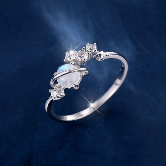 Pure Silver Moonstone Zirconia Ring