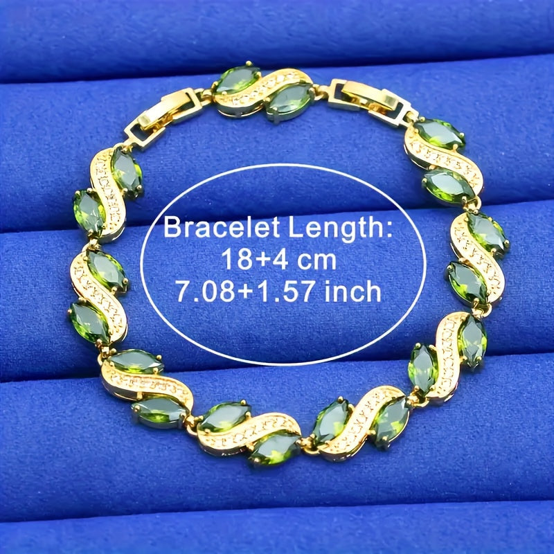 Grapevine Olive Green Synthetic Zirconia Jewelry Set