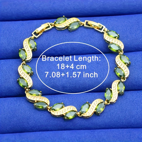 Grapevine Olive Green Synthetic Zirconia Jewelry Set