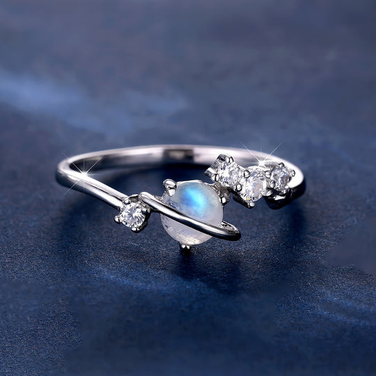 Pure Silver Moonstone Zirconia Ring