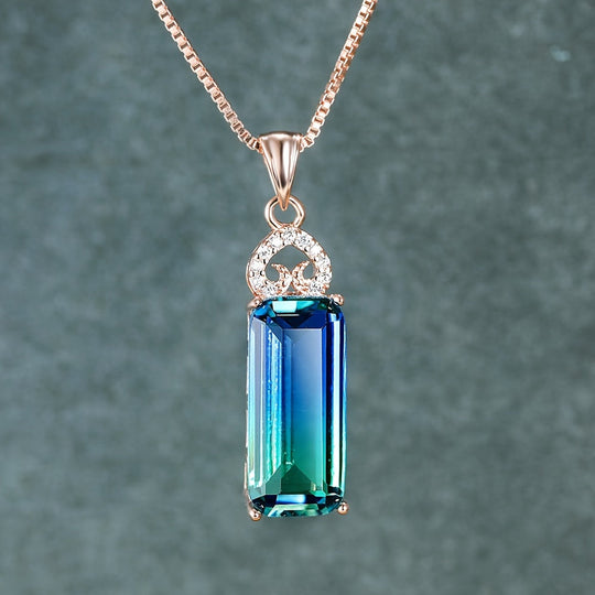 Bohemian Blue-Green Zirconia Pendant Necklace