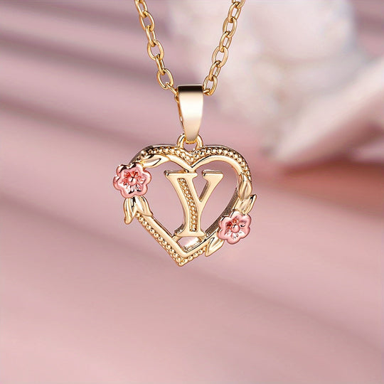 Elegant Floral Heart Pendant Necklace