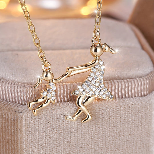 Elegant Mother & Daughter Zirconia Necklace