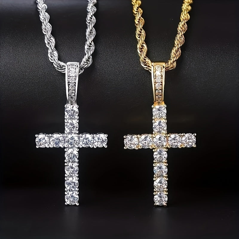 Stylish Golden-Tone Cross Necklace