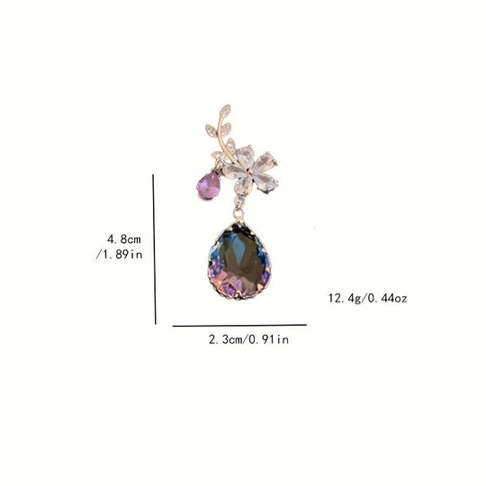 Flower & Teardrop Shape Zirconia Drop Dangle Earrings