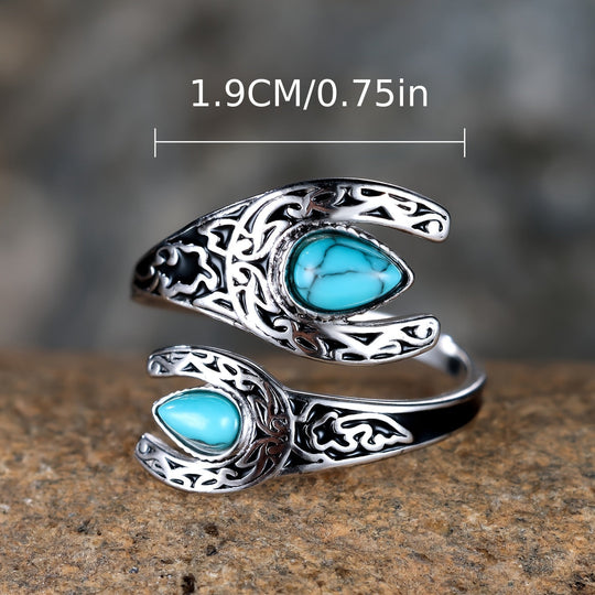 Vintage Turquoise  Silver Spoon Ring