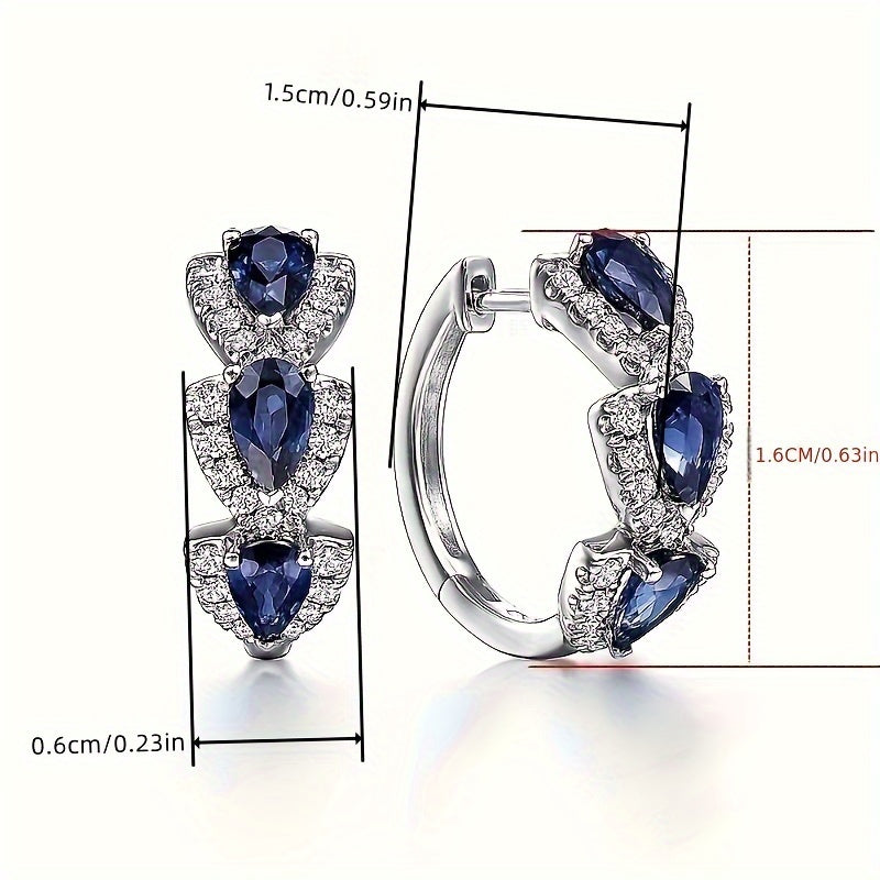 Exquisite Blue Zirconia Hoop Earrings