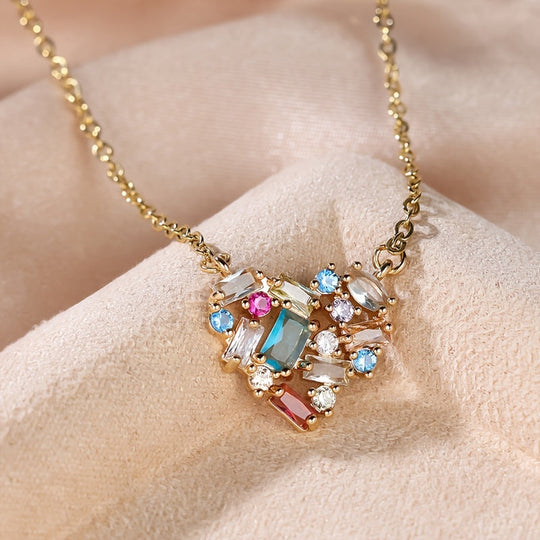 Trendy Multicolor Zirconia Heart Necklace