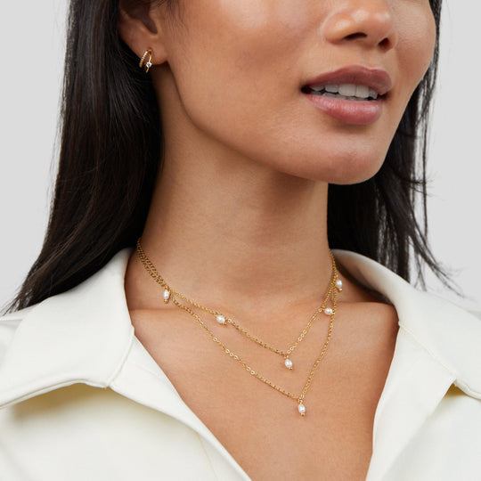 Pearl Drop Layered Necklace