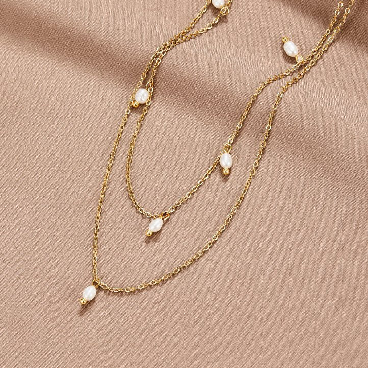 Pearl Drop Layered Necklace