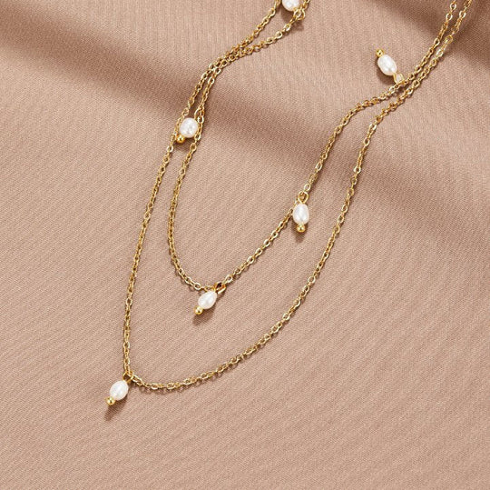 Pearl Drop Layered Necklace