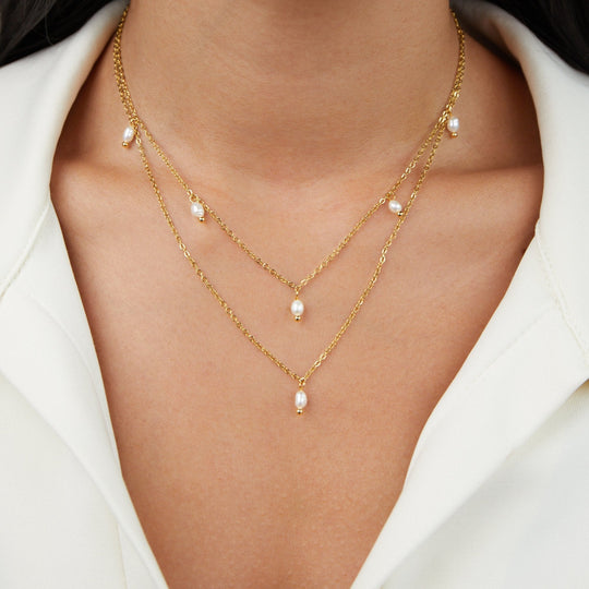 Pearl Drop Layered Necklace