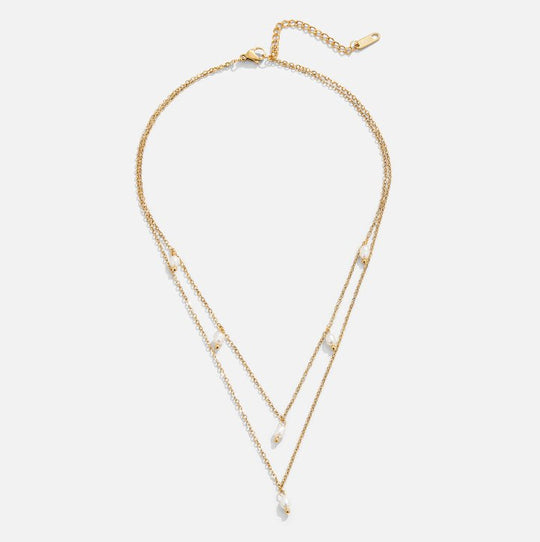 Pearl Drop Layered Necklace