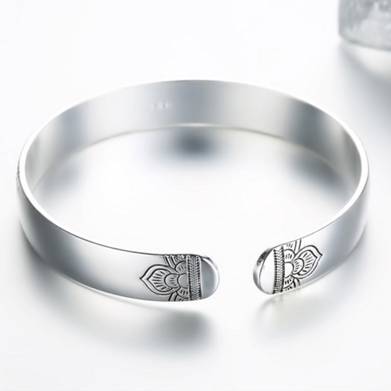 Silver Vintage Lotus Bangle